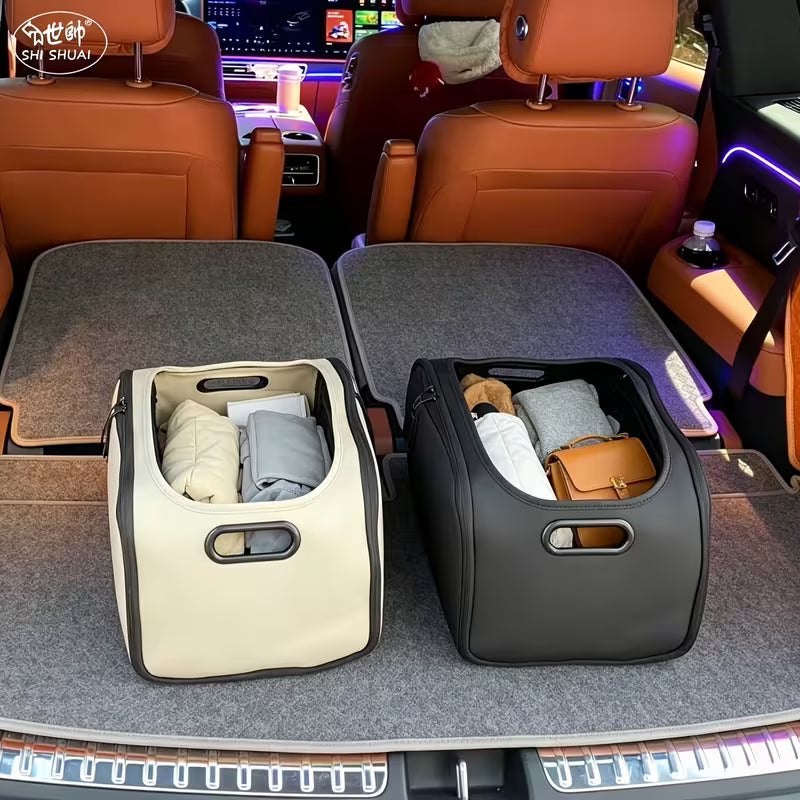 Luxurious High-Quality PU Leather Multi-Functional Large-Capacity Car Storage Box