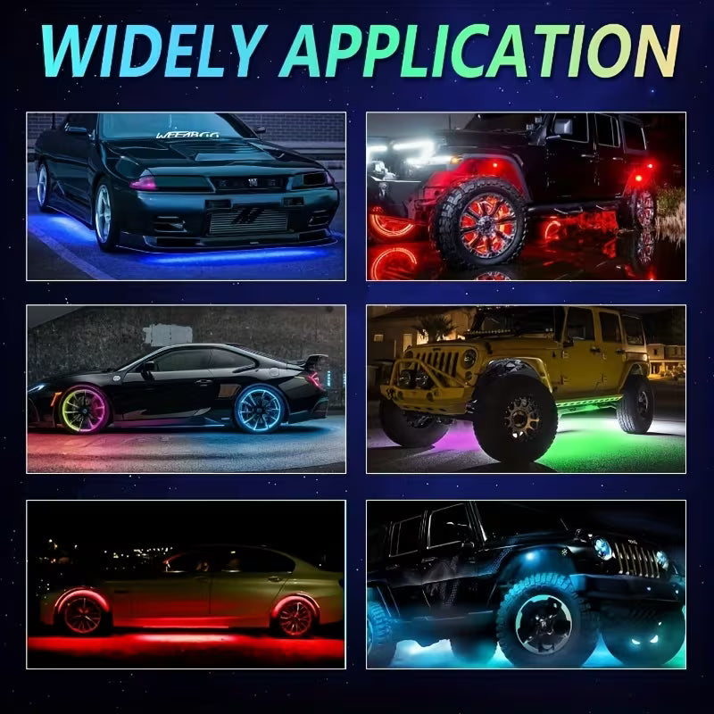 LED Rock Light - Multi-color External RGB Neon Light With 8 Bulbs And APP-controlled Music Mode. Suitable For Trucks, Cars, UTVs, ATVs,