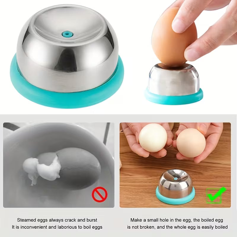 Stainless Steel Heavy-Duty Egg Piercer with Stable Base, Quick & Easy Boiled Egg Peeling, Prevents Cracking