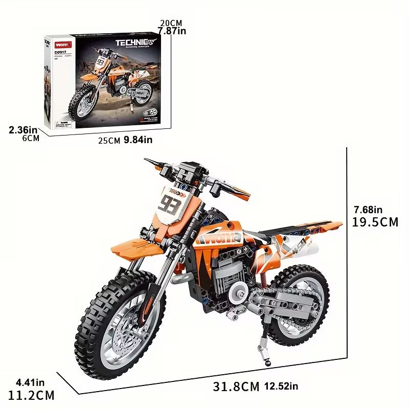 WOMA Building Blocks Off-Road Motorcycle Model Boys' Puzzle Assembly Toy Desktop Decoration Ornament Birthday Holiday Gift