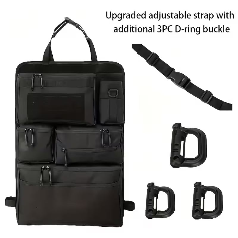 Tactical Car Seat Back Organizer, Upgrade Vehicle Panel, Suitable for Most Vehicles, Organizes Phone