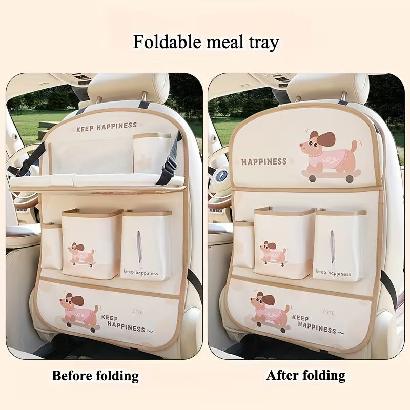 Car Multi-Pocket Classified Seat Back Storage Bag - Can Be Used As a Cup Holder, Phone Holder, Tissue Box, Trash Can, File Bag,