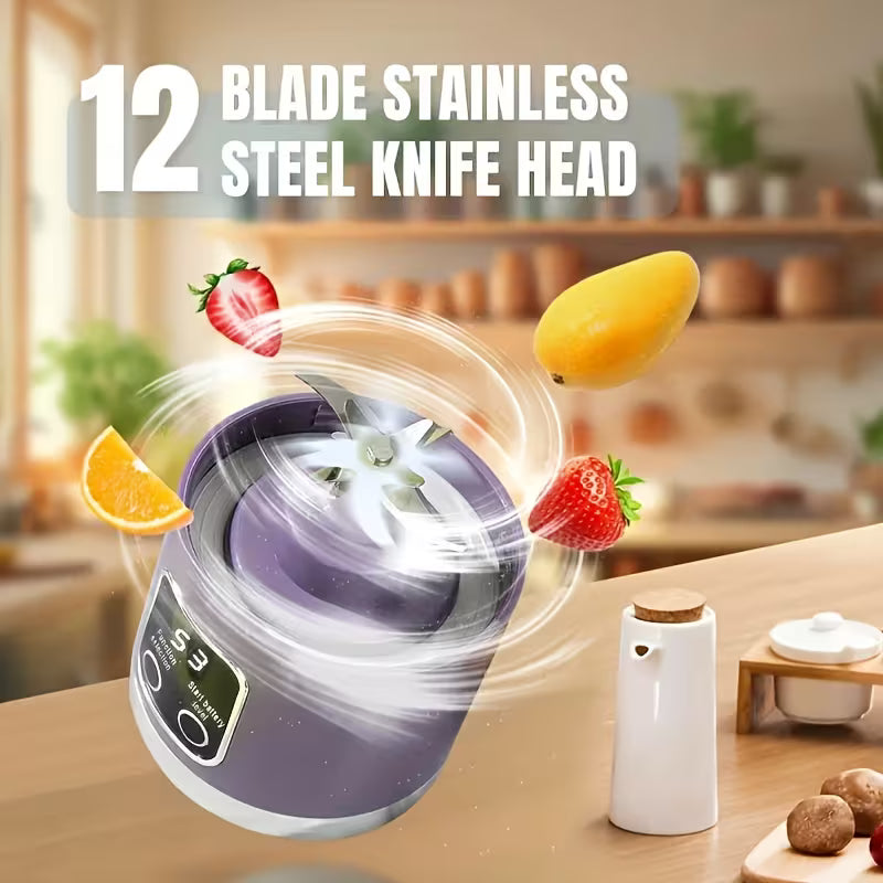 NIJ HS-860 Portable Citrus Juicer, 2-in-1 Electric Juice Maker, 15.22oz, USB Rechargeable 1300mAh, Detachable Design