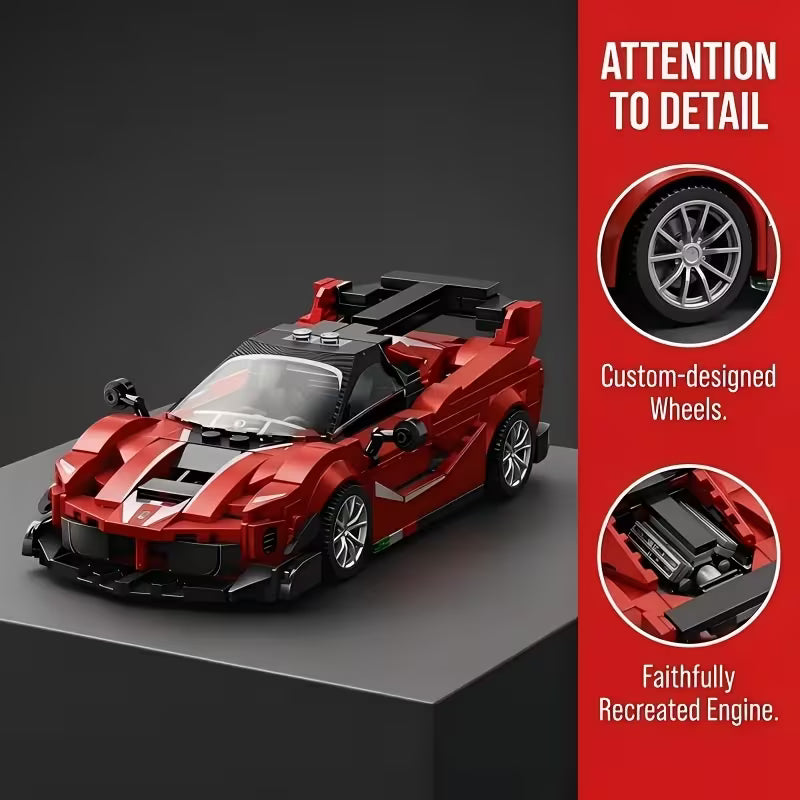Red Supercar And Tow Truck Building Set, Creative Engineering Toy Model, Construction Block Kit for Collectors, 1728pcs