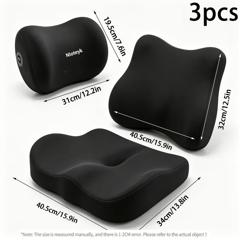 3pcs Large Size Car Seat Cushion Lumbar Headrest Car Cushion Waist Support Set, Cushion, Chair Pad Office Chair Car Seat Office Multi-Scene Use