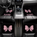 4pcs Customizable Name Car Floor Mats with Pink Butterfly Knot Theme Design Print - Perfect Gift for Men/Women -