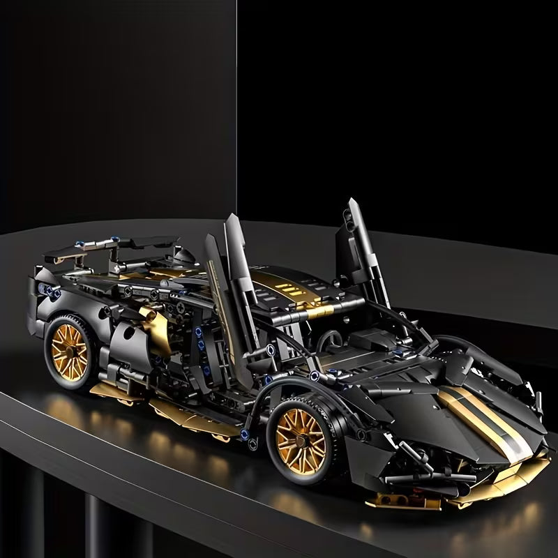 1305Pcs 1:14 Black Gold Sports Car Building Set