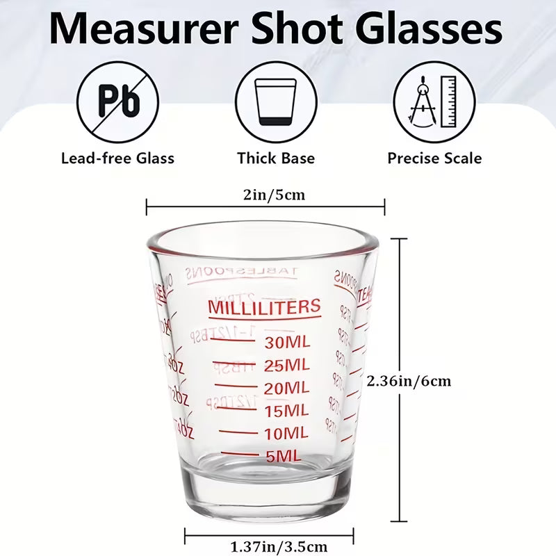 Heavy-Duty Glass Measuring Cup, 1oz/30ml, Microwave Safe, Ideal for Espresso & Wine, Kitchen Essential