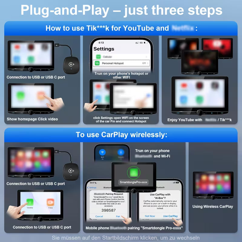 Wireless CarPlay Adapter, 2026 Upgraded Wireless CarPlay Video Adapter, Music, Video & Navigation