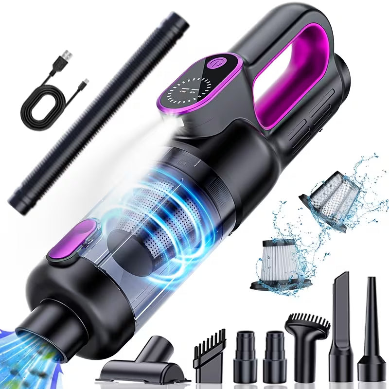 Cordless Handheld Vacuum with Brushless Motor, Powerful 16000pa Suction, LED Light, Blow/Suction Dual Mode, Multi-Nozzle,