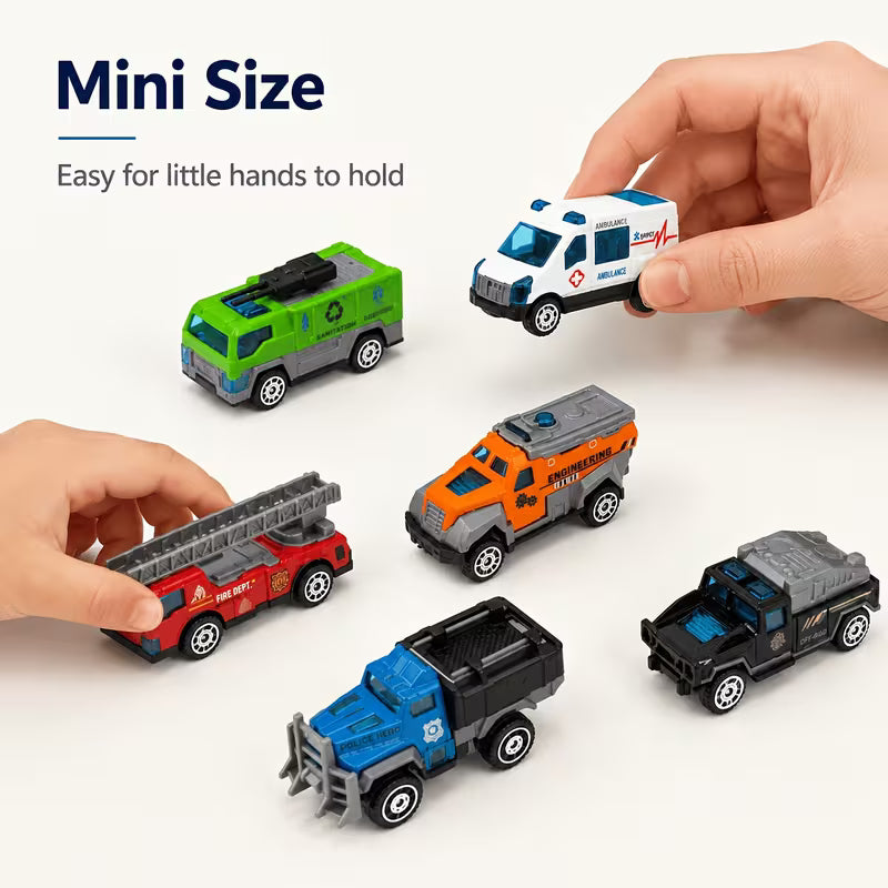 Mini Alloy Engineering and Rescue Vehicle Toy Set, Fire Truck, Ambulance and Off-Road Cars