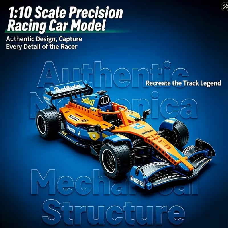 1000+PCS Orange Blue Lightning Race Car Building Blocks Assembly Toy for Car Lovers, Halloween, Christmas, Thanksgiving