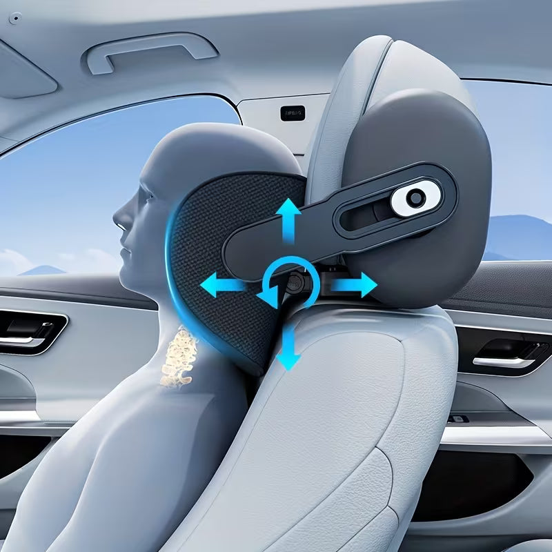 45D Zero-Gravity Memory Foam Car Headrest, Slow-Rebound All-Directional Neck Support Pillow