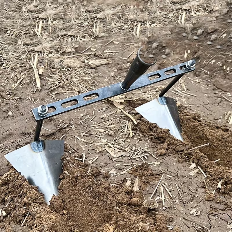 1pc Manual Agricultural Pull Plow, Adjustable Trenching Triangular Double-Hook Pointed Hoe, Vegetable Planting & Fertilizing Tool