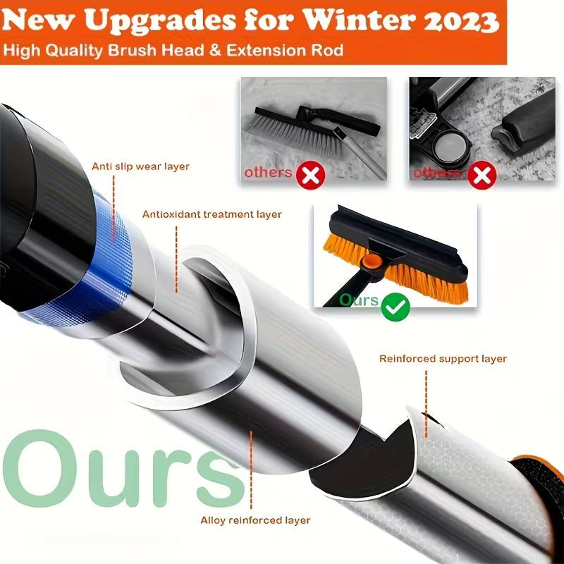 5-In-1 Aluminum Snow Shovel, Automotive Snow Shovel, Aluminum Alloy Retractable Snow Shovel & Ice Scraper