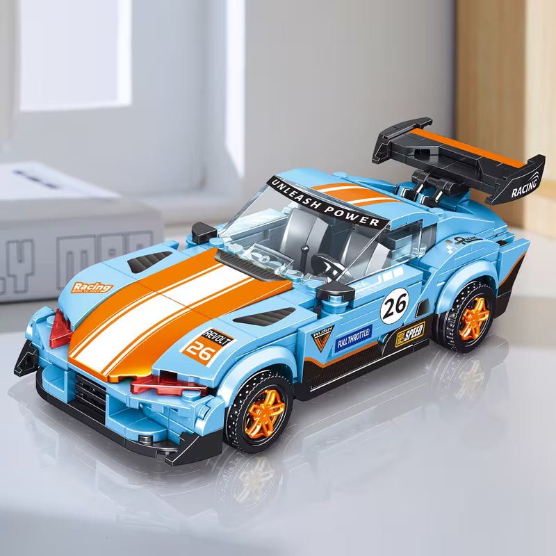 Retro Block Set, Classic Speed Assembly Brick Model Toy, Educational STEM Construction Car Boy Gift Collectible Desktop Display