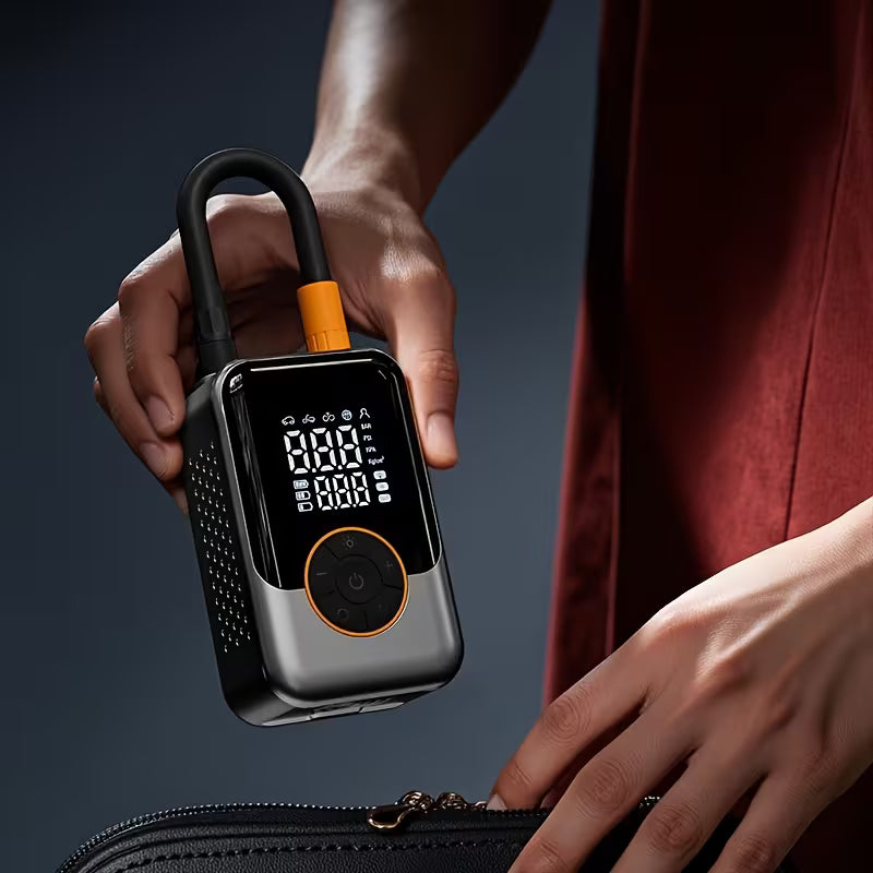 Portable Car Air Compressor Inflator, Handheld Air Pump with LED Light, Wireless Digital Display
