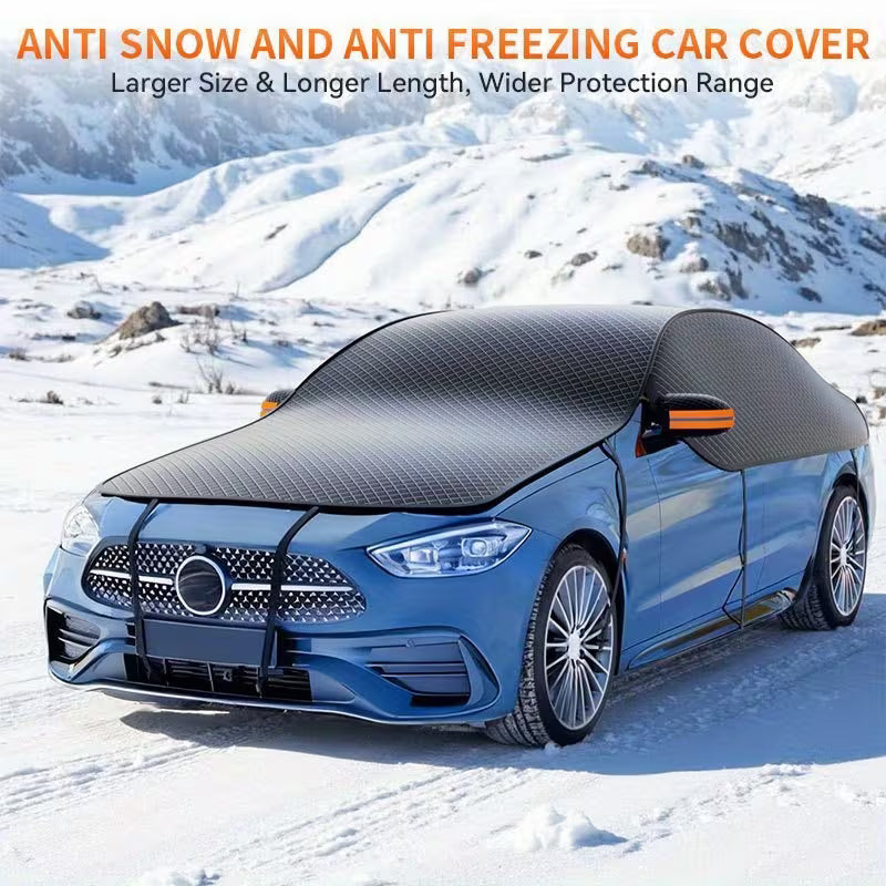 Universal Car Windshield Snow Cover, Secure Straps, Full Coverage Oxford Fabric, All-Weather Protection
