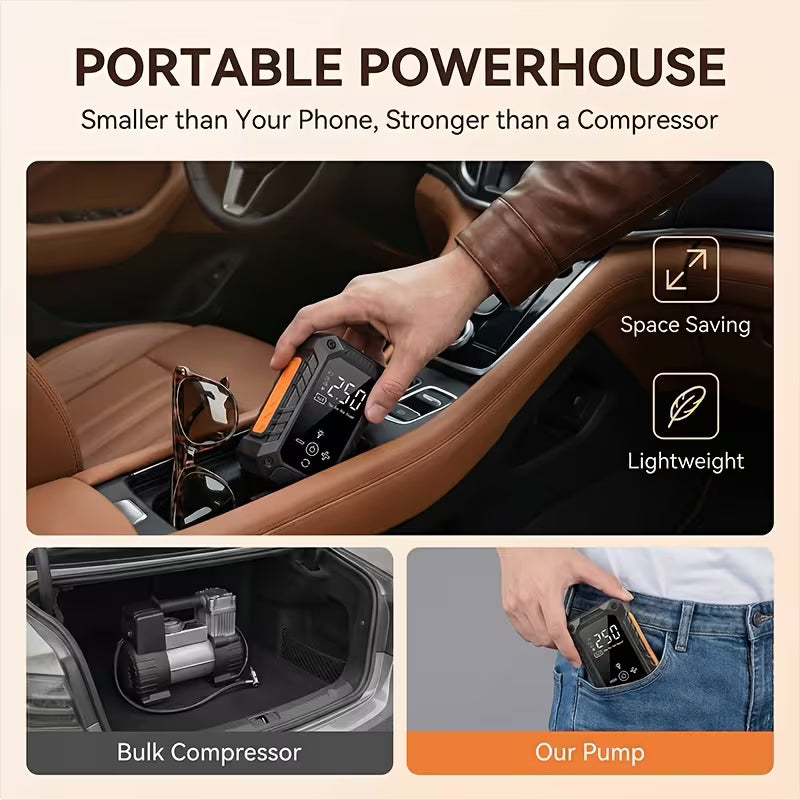 Portable Tire Inflator] Suitu 150 PSI Wireless Tire Inflator, Portable Air Compressor, Equipped With LED Light