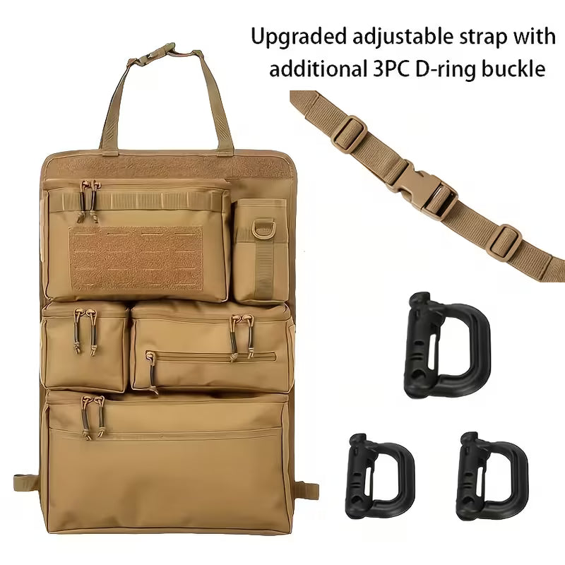 Tactical Car Seat Back Organizer, Upgrade Vehicle Panel, Suitable for Most Vehicles, Organizes Phone