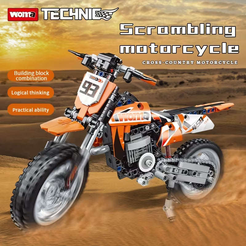 WOMA Building Blocks Off-Road Motorcycle Model Boys' Puzzle Assembly Toy Desktop Decoration Ornament Birthday Holiday Gift