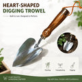 Heavy-Duty Stainless Steel Garden Shovel with Heart-Shaped Blade, Ash Wood Handle, Planting & Transplanting Tool