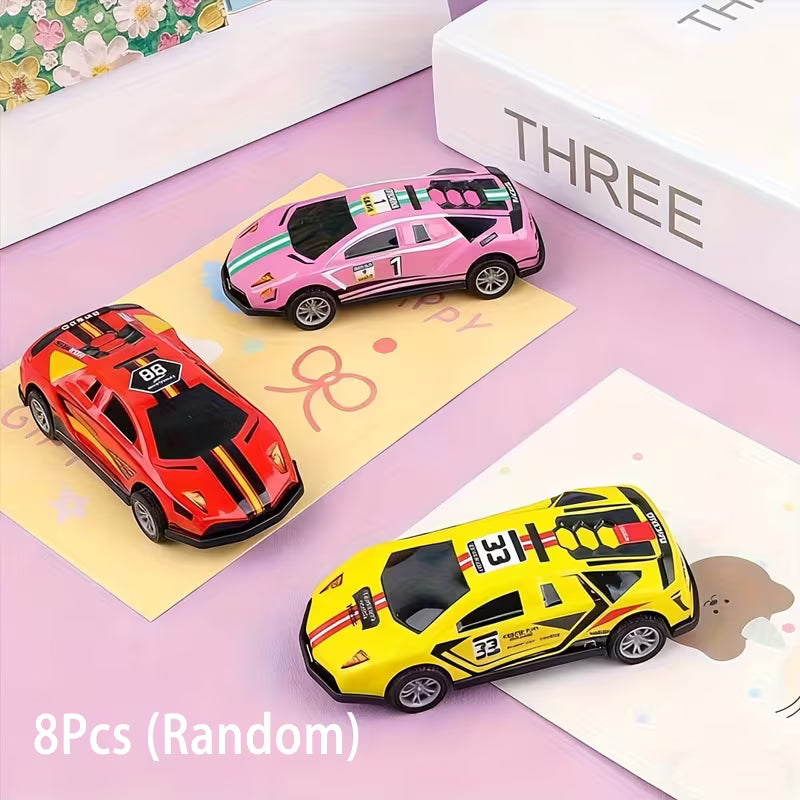 8pcs Random Metal Spring Toy Cars for Kids