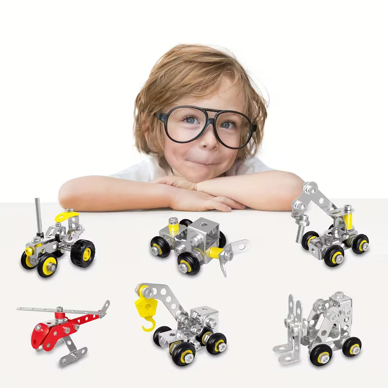 272pcs Metal Building Blocks, 6-in-1 Assembly DIY Engineering Educational STEAM Learning Toy for Ages 8+
