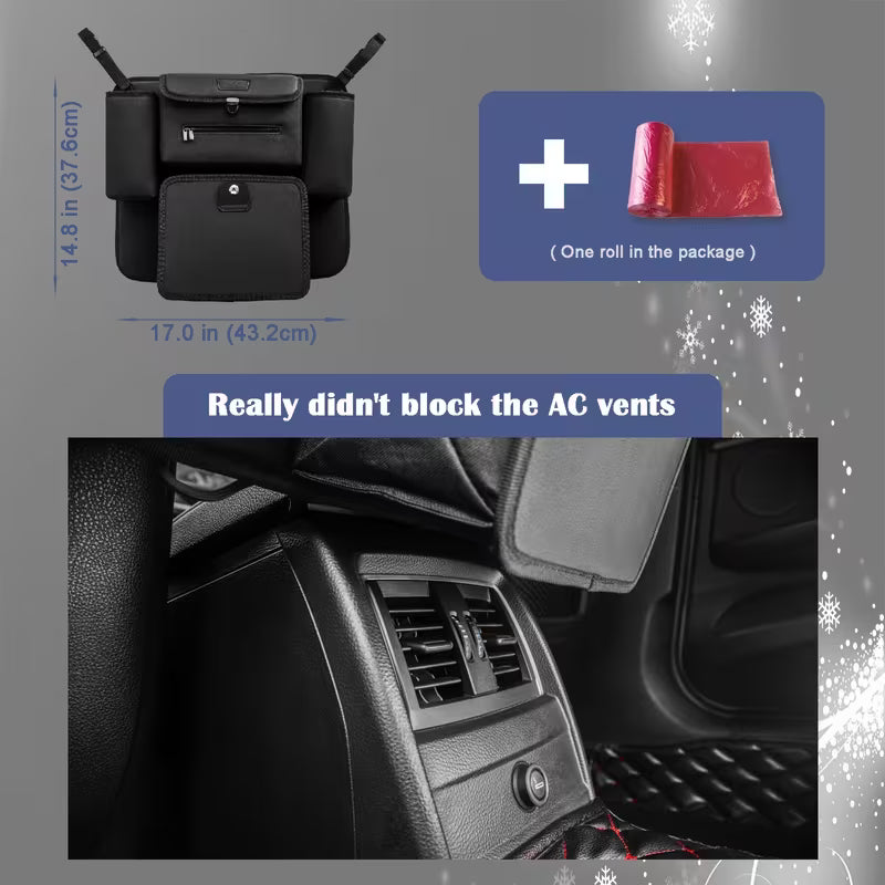 Car Trash Bag Garbage Can, Recycle Bin for Rubbish, Organizer Storage Container Between Front Seats