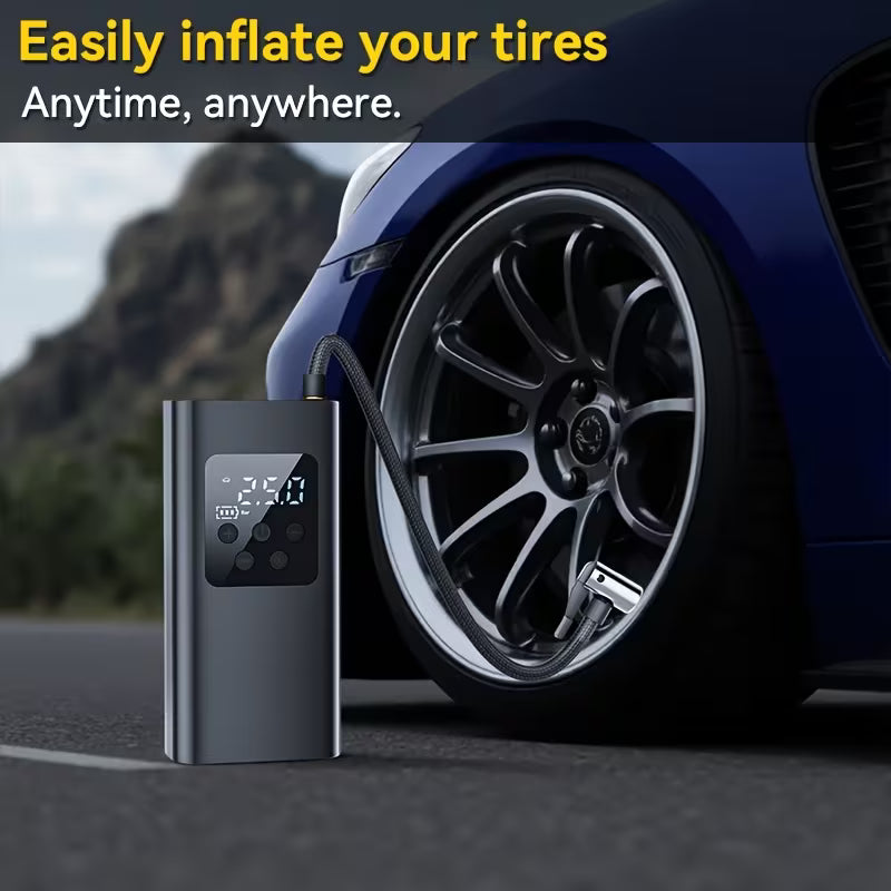 ortable Car Tire Inflator • Large Air Compressor with Type-C Fast Charging Cable • LED Light, Digital Display • Suitable for Cars, Motorcycles, Bicycles, Balls • Tire Inflator for Car,