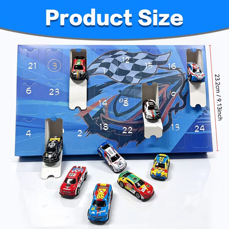 Christmas Cars Advent Calendar, 24-Day Pull-Back Racing Car Toys for Kids