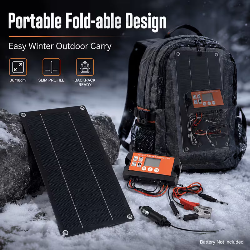 RV Solar Panel Kit with 100A Controller & Cables/Battery Clips, 18V/36V Off-Grid Power System