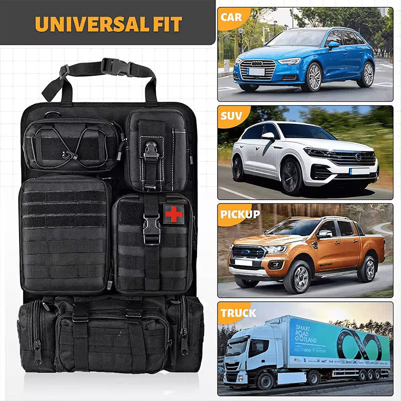 6pcs Car Seat Backrest Storage Bag, Upgraded Car Panel Organizer, Detachable MOLLE Hanging Bag,
