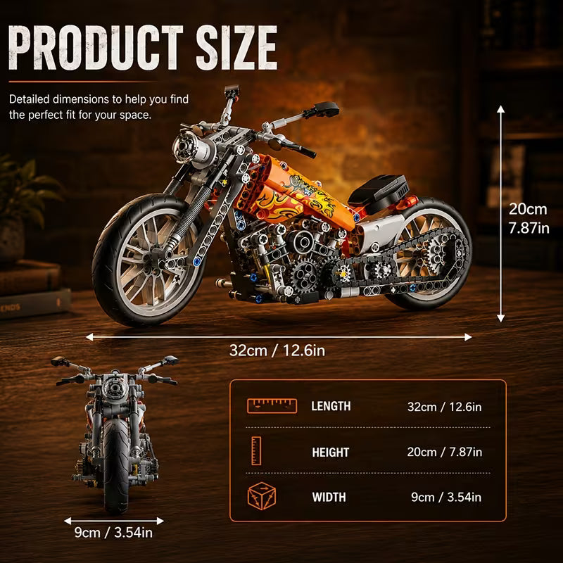 523pcs Motorcycle Model Building Blocks New Year Christmas Holiday Birthday Gift, Suitable for Ages 6 And Up