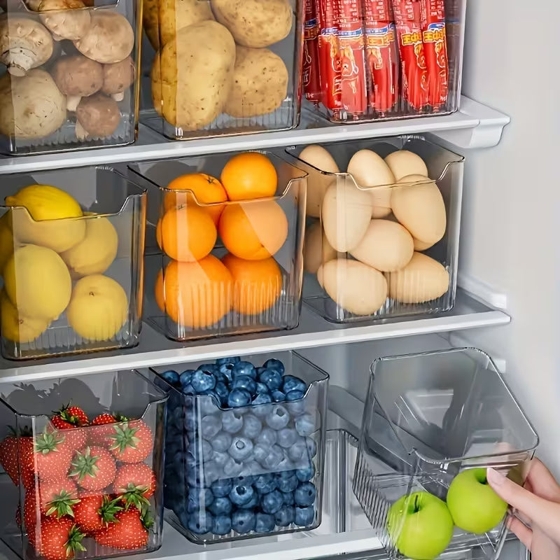 Refrigerator Side Door Transparent Storage Box 3pcs Set - Food Storage Organizer for Vegetables, Fruits, Snacks & Spices