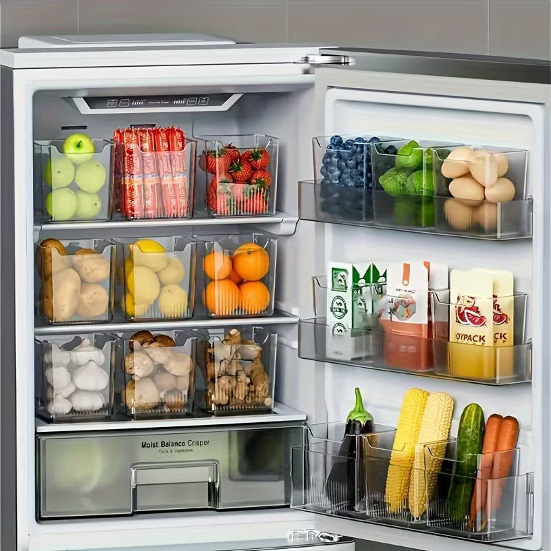 Refrigerator Side Door Transparent Storage Box 3pcs Set - Food Storage Organizer for Vegetables, Fruits, Snacks & Spices