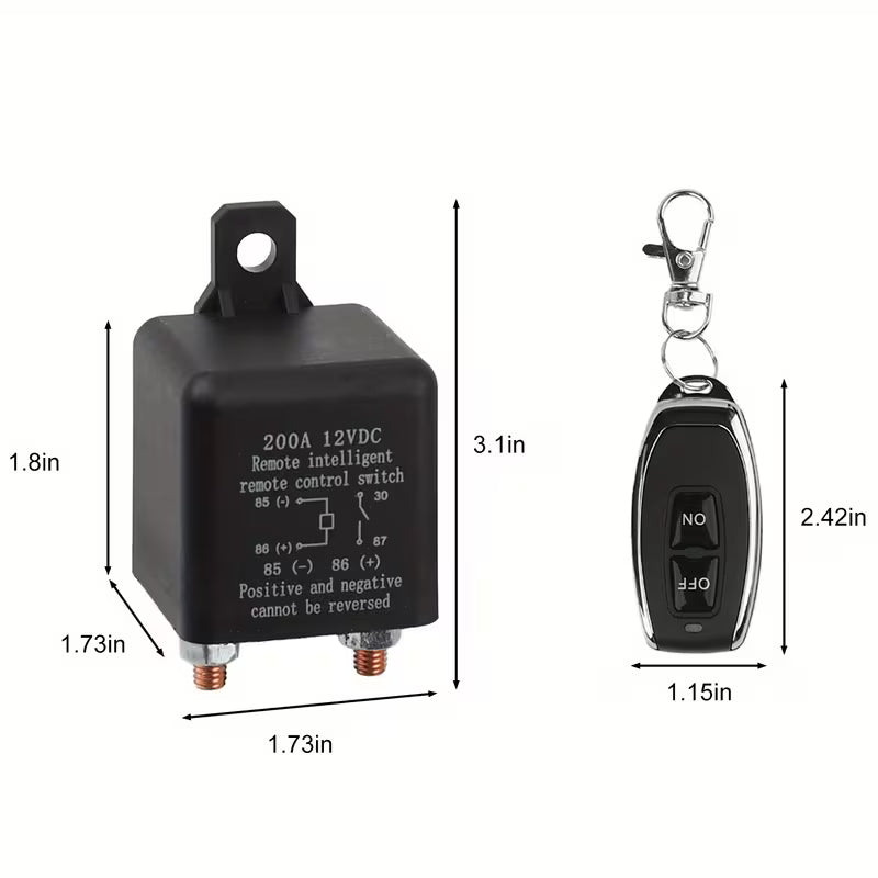 200Amp Remote Control Battery Disconnect Switch, 12V Car Battery Management, Wireless Operation