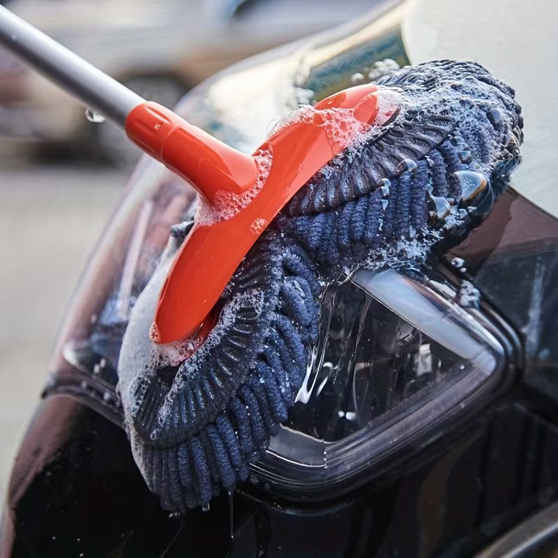 Complete Set, Car Wash Brush Mop Kit, Mitt Sponge with 44" Long Handle Car Cleaning Supplies Kit, Duster Washing Car Tools,