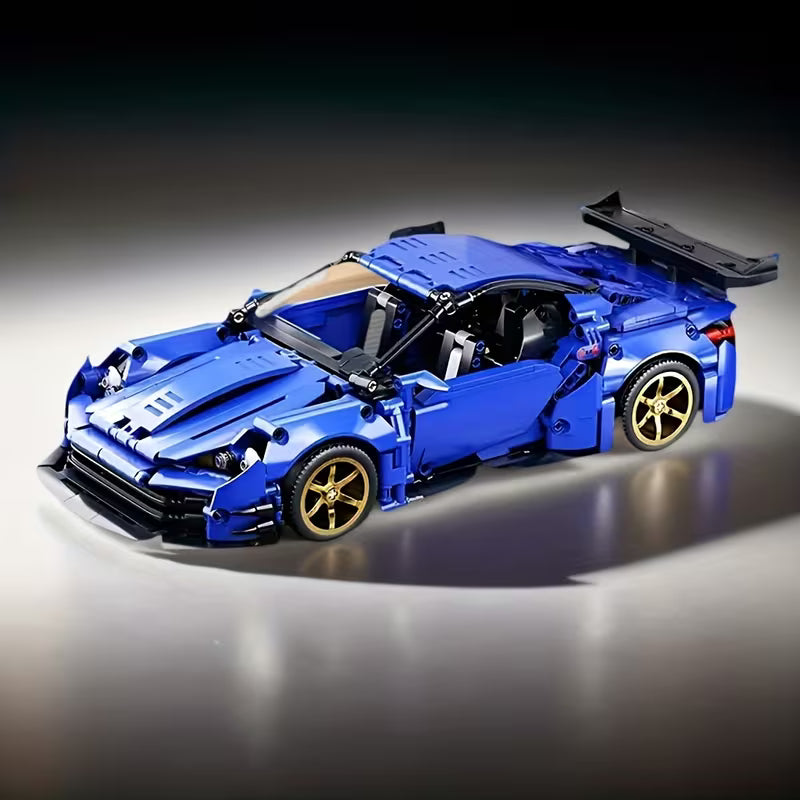 Christmas and New Year Gift: 1334pcs Car Building Block Toy Set, Cool Blue Futuristic Sports Car Model, Ideal Birthday and Holiday Gift for Family, Loved Ones, and Friends.