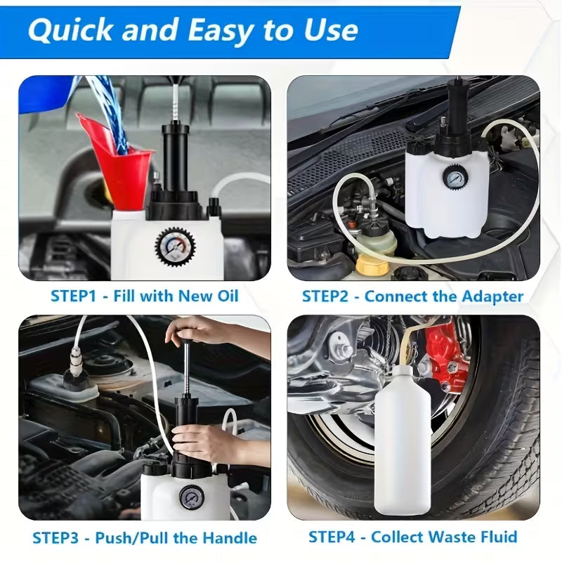 Three-Liter Manual Brake Oil Replacement Kit with Four Different Adapter Models, Suitable for Most Car Models, Simple And Quick