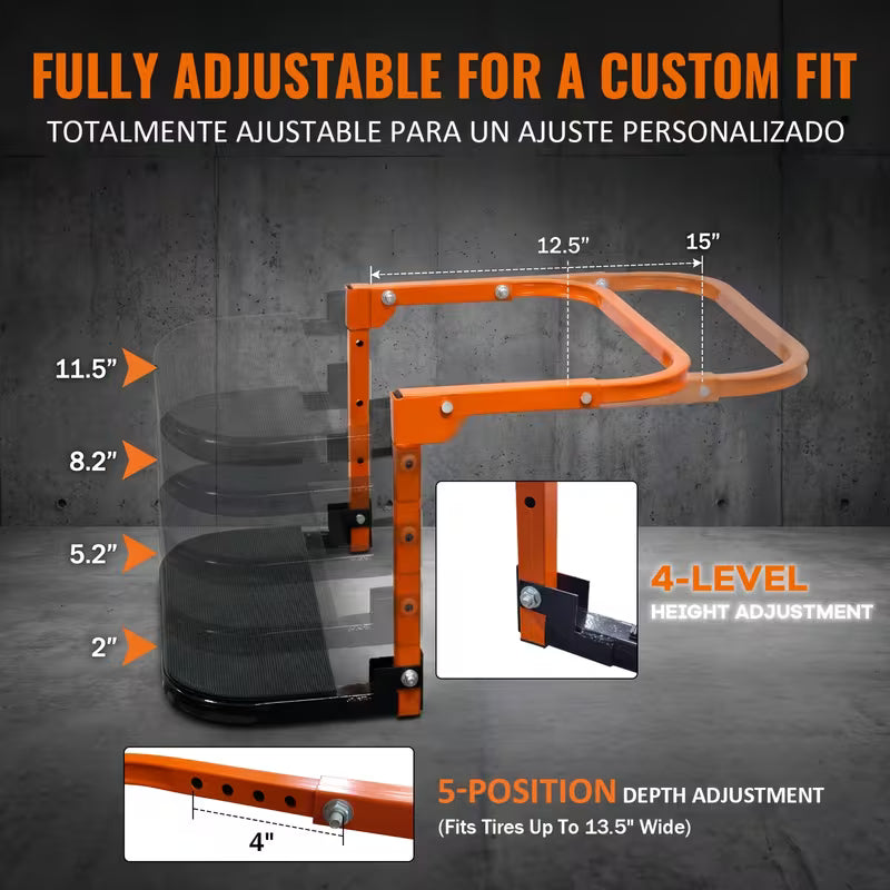 Heavy Duty Foldable Tire Step With Anti-Slip Texture, Adjustable Height, 300/650 LBS Load Capacity, Fits Tires Up To 13.5" & 15" Wide, Portable Roof Rack Climbing Step