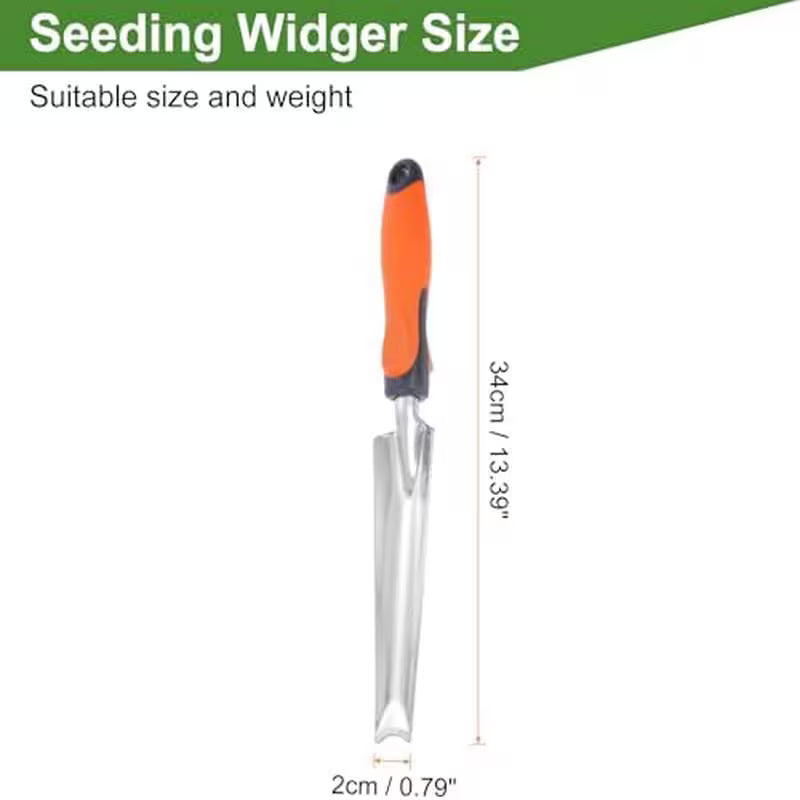 Garden Seed Planting Shovel, Long Handle Narrow Mouth Shovel, Stainless Steel Metal Tool for Planting, Weeding & Digging