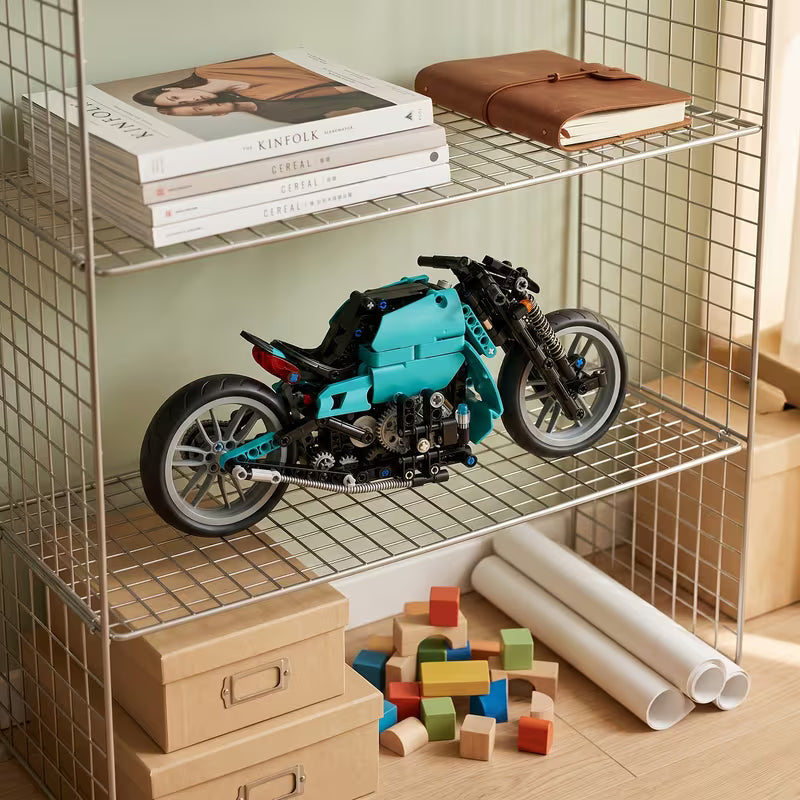 Large Green & Black Vintage Motorcycle Building Blocks