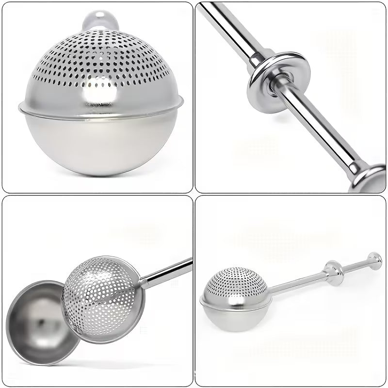 1pc Stainless Steel Baking Sieve, Loose Tea Leaf Steeper, Sugar Shaker Duster Sifter, One-Handed Kitchen Tool for Sugar, Flour, Spices & Herbs