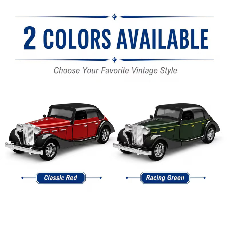 MQUDUO 2-Pack 1:36 Die-Cast Toy Cars, Red & Green Pull-Back Classic Car Models