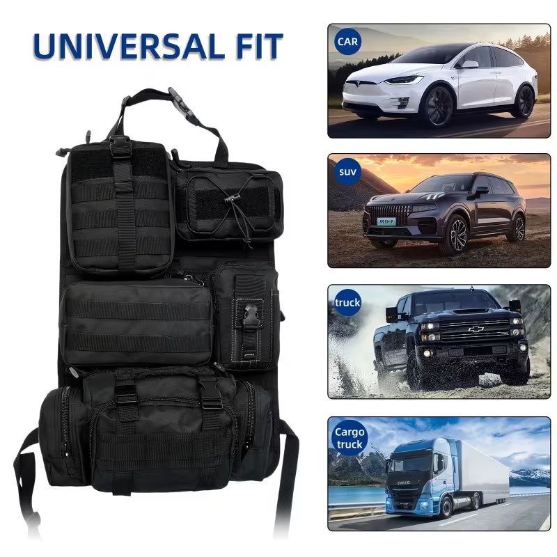 6pcs Car Seat Backrest Storage Bag, Upgraded Car Panel Organizer, Detachable MOLLE Hanging Bag,