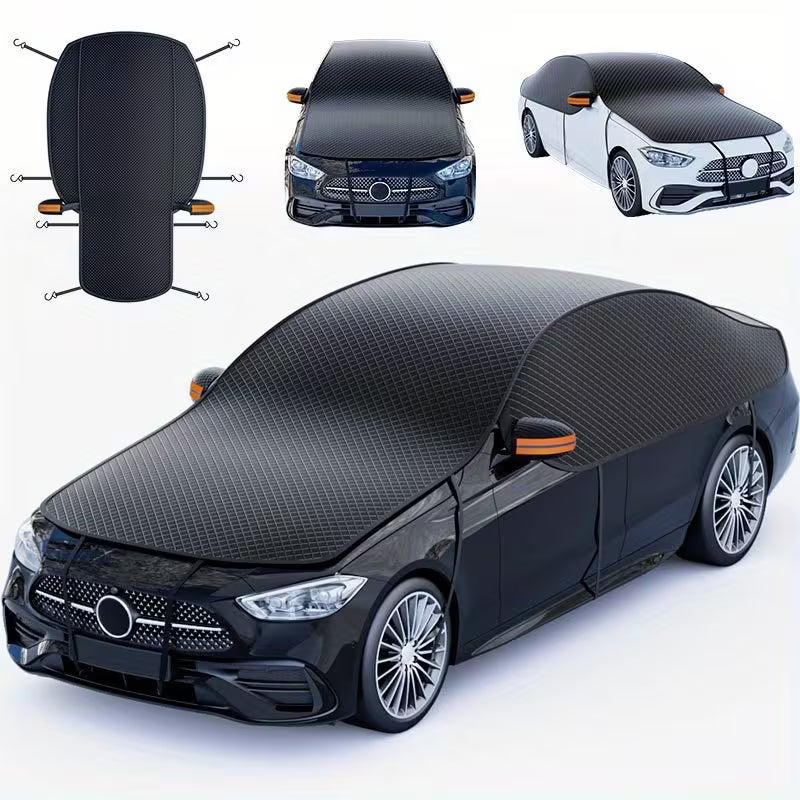 Universal Car Windshield Snow Cover, Secure Straps, Full Coverage Oxford Fabric, All-Weather Protection