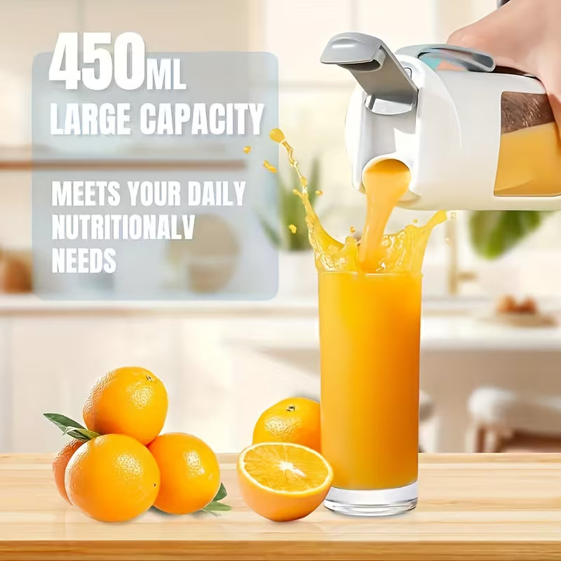 NIJ HS-860 Portable Citrus Juicer, 2-in-1 Electric Juice Maker, 15.22oz, USB Rechargeable 1300mAh, Detachable Design