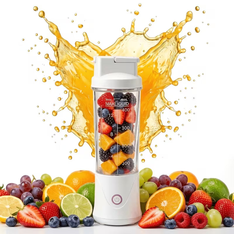 Portable Juicer Cup, Powerful Motor & Sharp Blade, Blends Fresh Fruits & Ice Cubes, USB Charging