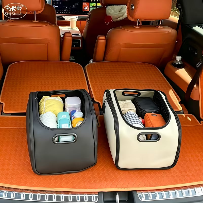 Luxurious High-Quality PU Leather Multi-Functional Large-Capacity Car Storage Box